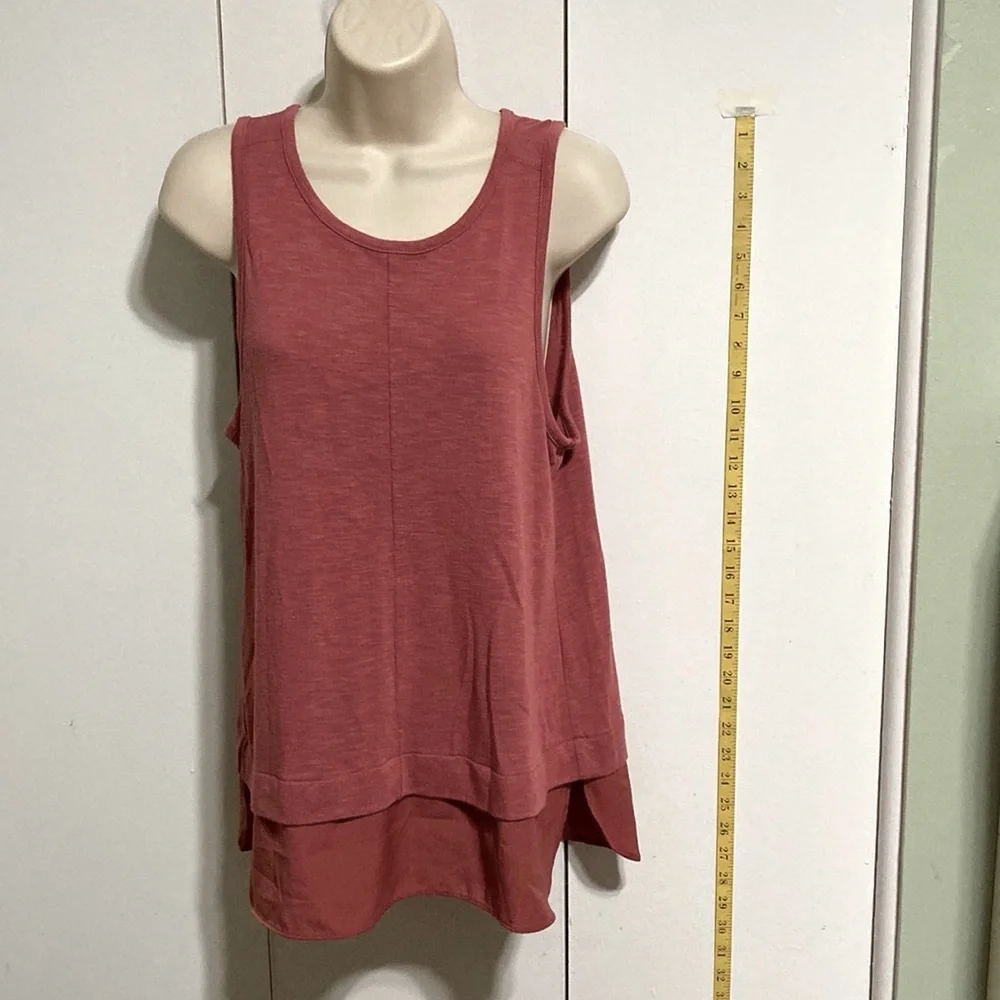 J Crew Tiered Keyhole Tunic Tank Top Rose Deep Pink Womens Medium